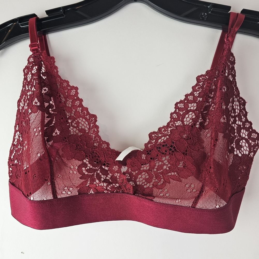 Romwe Burgundy Red Wireless Wirefree‎ Pullover Bralette Small